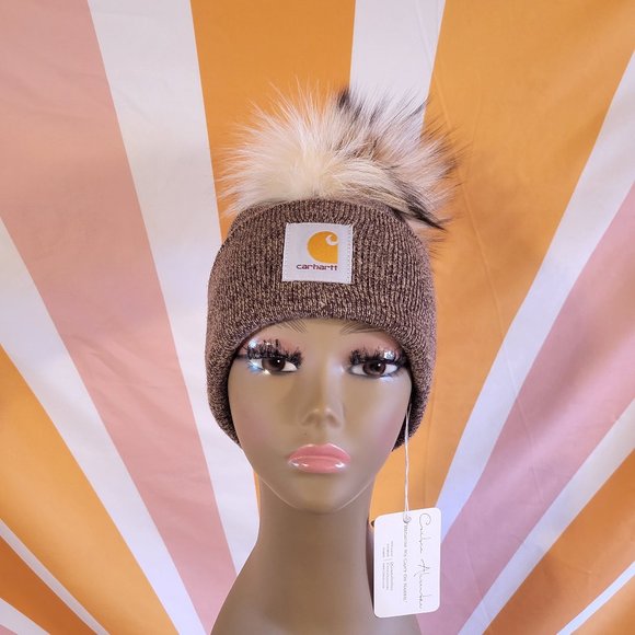 Carhartt Real Fox Fur Beanie (Chocolate Marl) main image 7